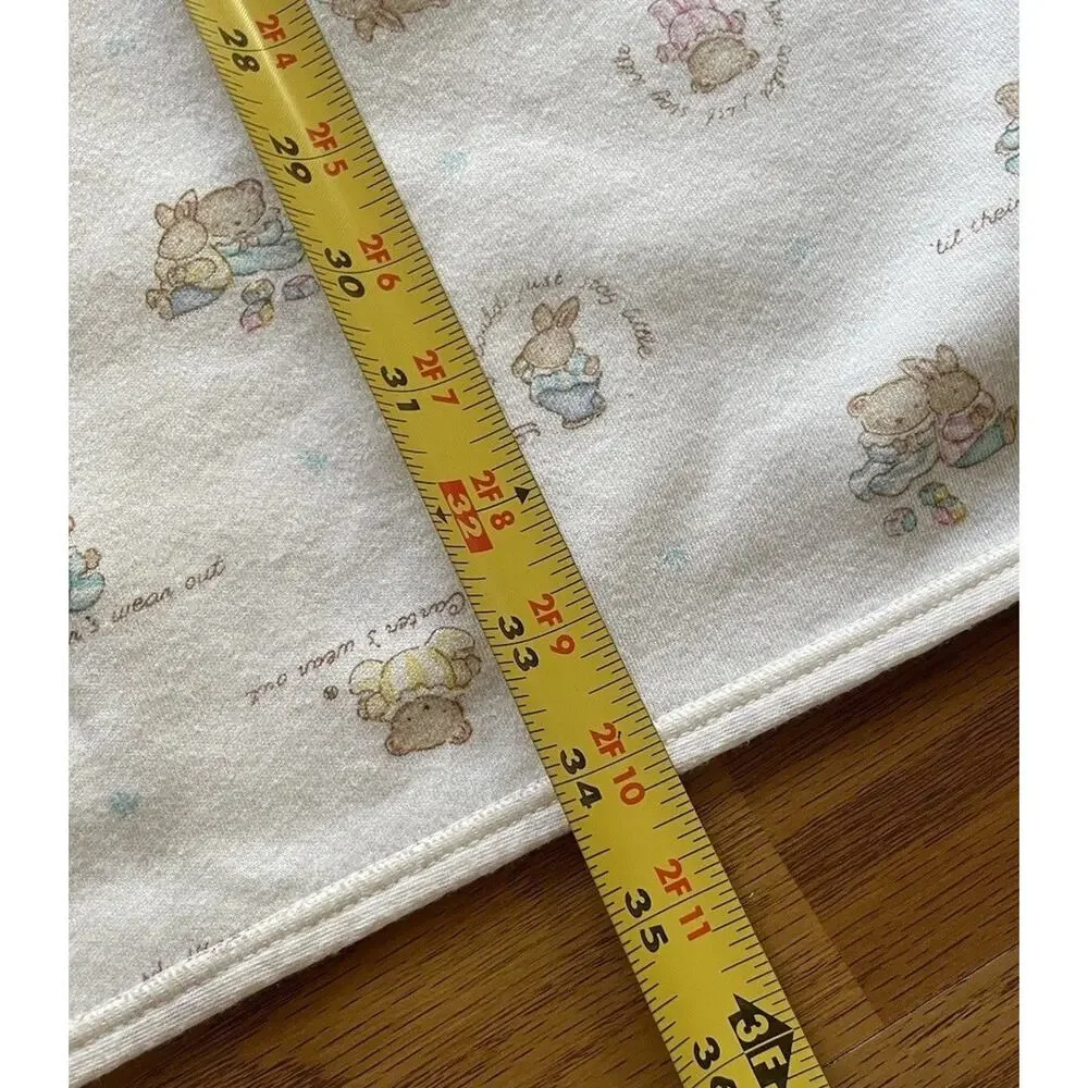 Vintage Carters Classics If They Could Stay Little Baby Blanket White Bear Bunny